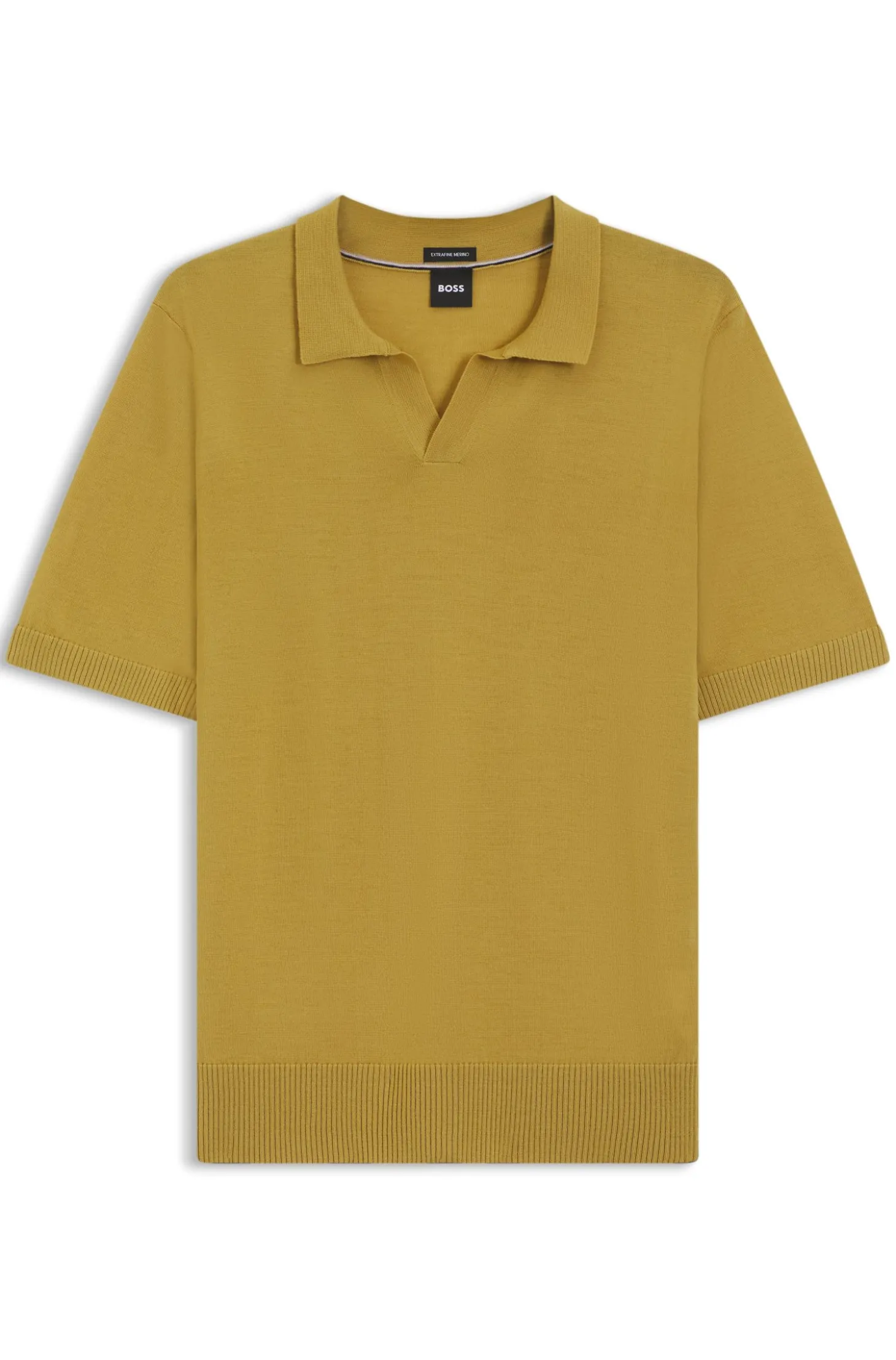 Strick-Poloshirt aus Merinowolle mit Johnny-Kragen