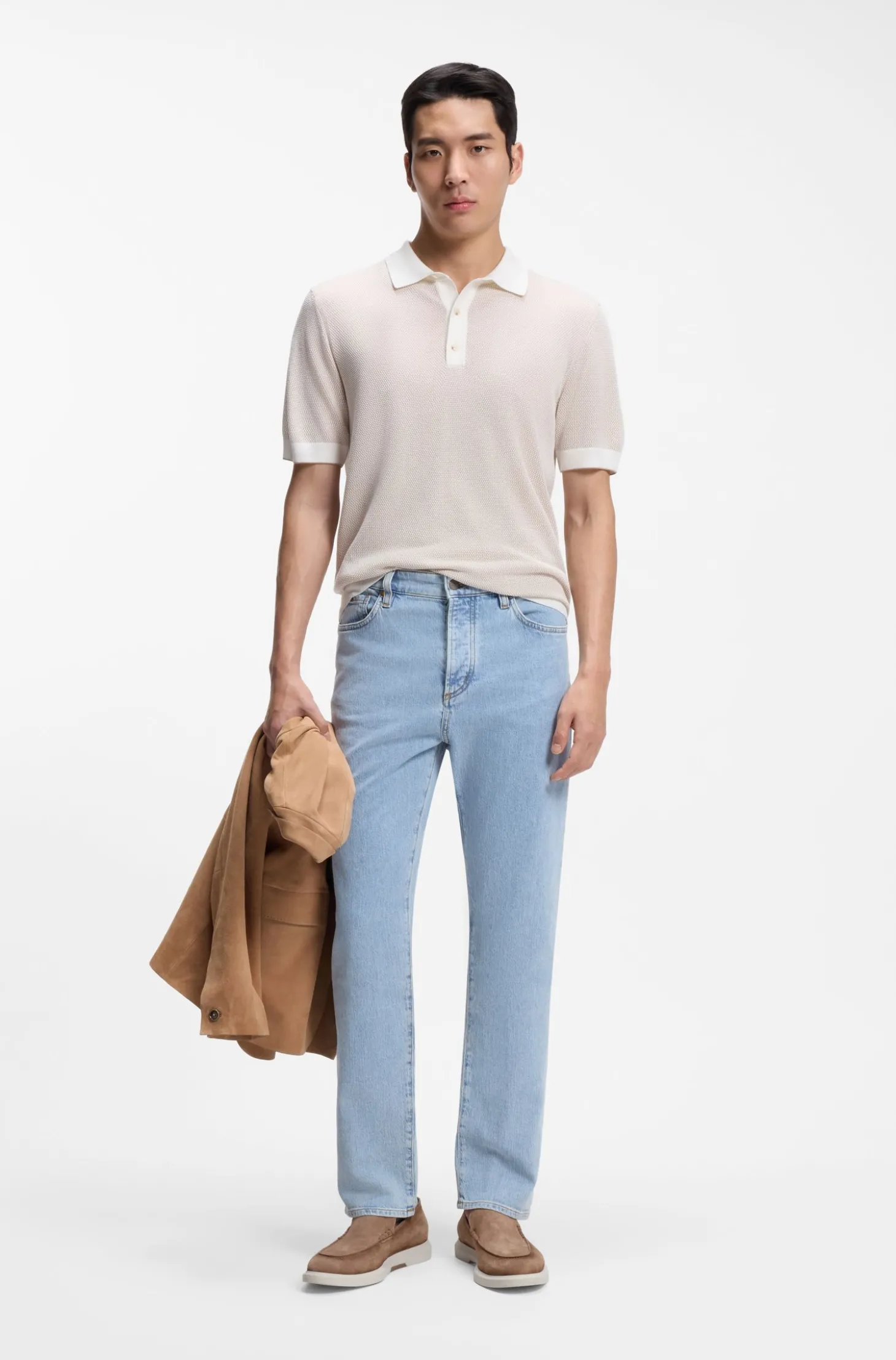 Strick-Poloshirt aus Seide und Baumwolle