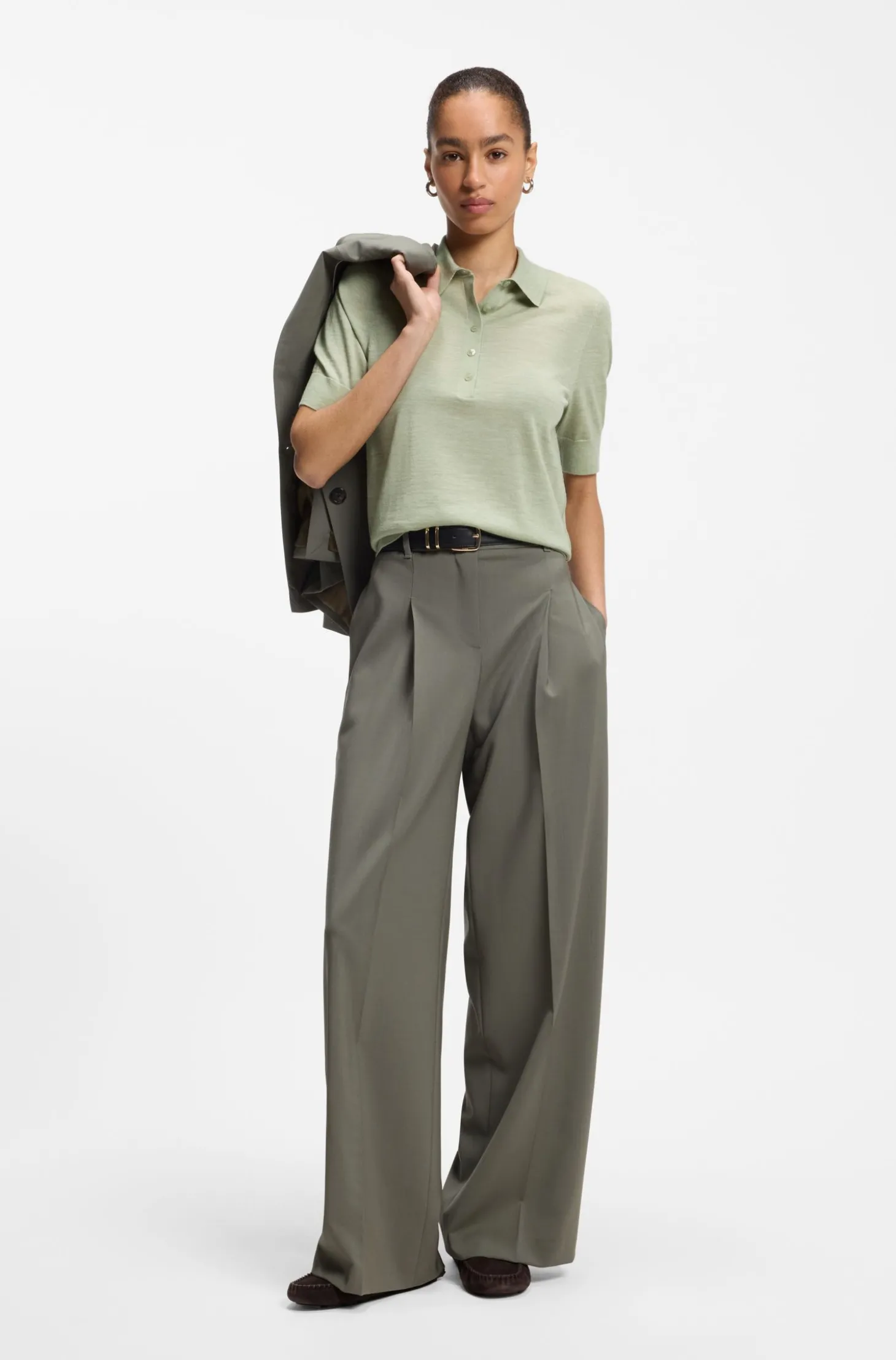 Strick-Poloshirt aus superfeiner Merinowolle