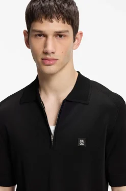 Strick-Poloshirt mit Reißverschluss am Kragen