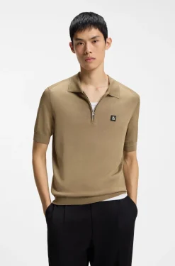 Strick-Poloshirt mit Reißverschluss am Kragen