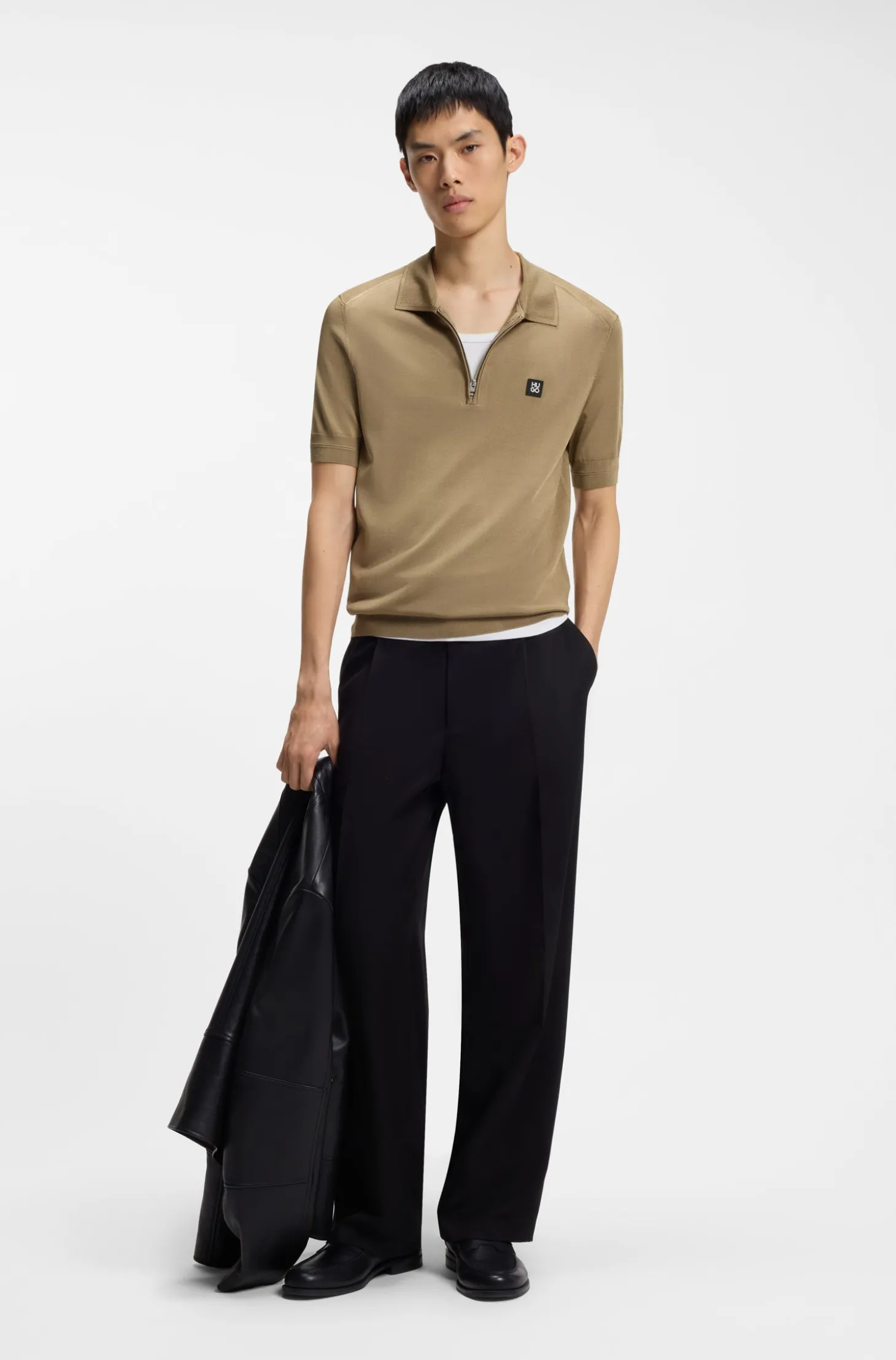 Strick-Poloshirt mit Reißverschluss am Kragen