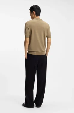 Strick-Poloshirt mit Reißverschluss am Kragen