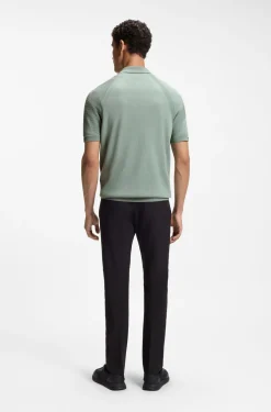 Strick-Poloshirt mit Reißverschluss am Kragen und Body-Mapping-Design