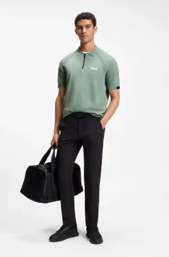 Strick-Poloshirt mit Reißverschluss am Kragen und Body-Mapping-Design
