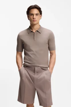 Strick-Poloshirt mit verdeckter Knopfleiste