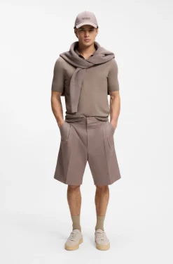 Strick-Poloshirt mit verdeckter Knopfleiste