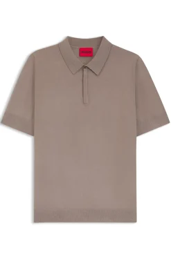 Strick-Poloshirt mit verdeckter Knopfleiste