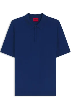 Strick-Poloshirt mit verdeckter Knopfleiste