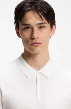 Strick-Poloshirt mit verdeckter Knopfleiste