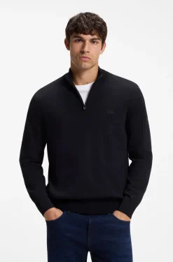 Strickpullover aus Baumwolle mit Reißverschluss am Kragen