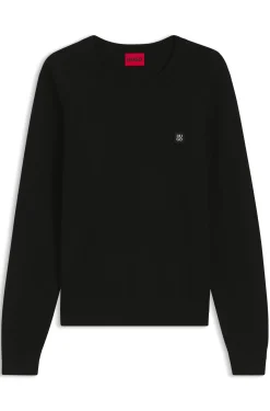Strickpullover aus Piqué mit metallenem Stack-Logo