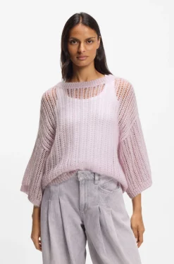 Strickpullover aus Woll-Mix mit Lochmuster