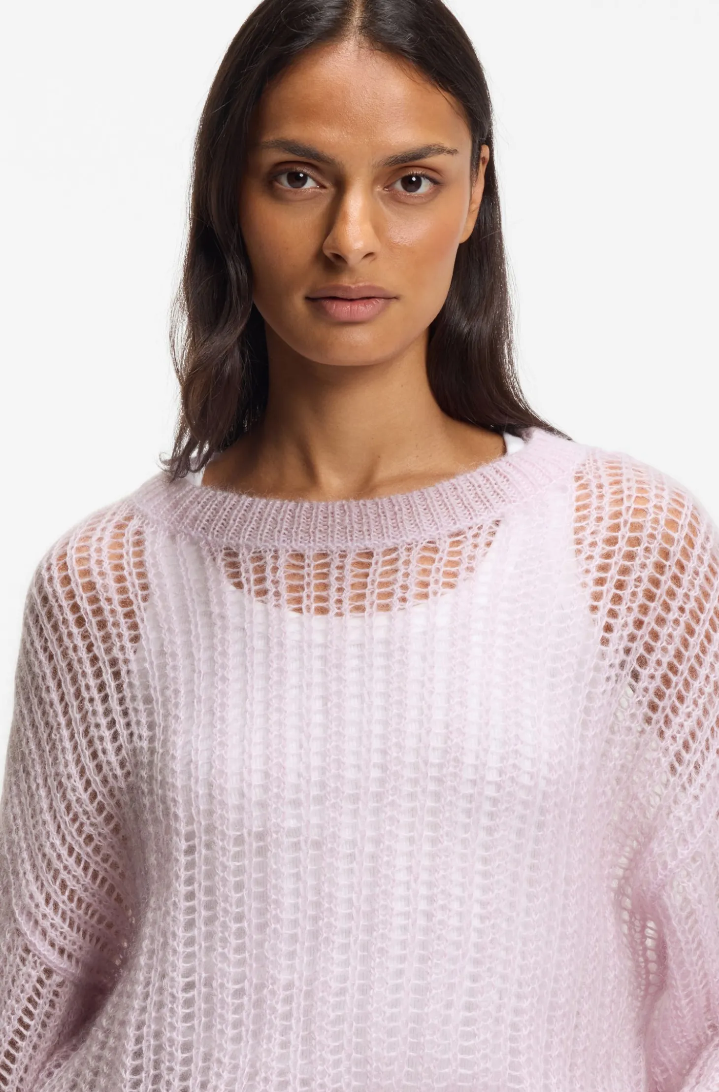 Strickpullover aus Woll-Mix mit Lochmuster