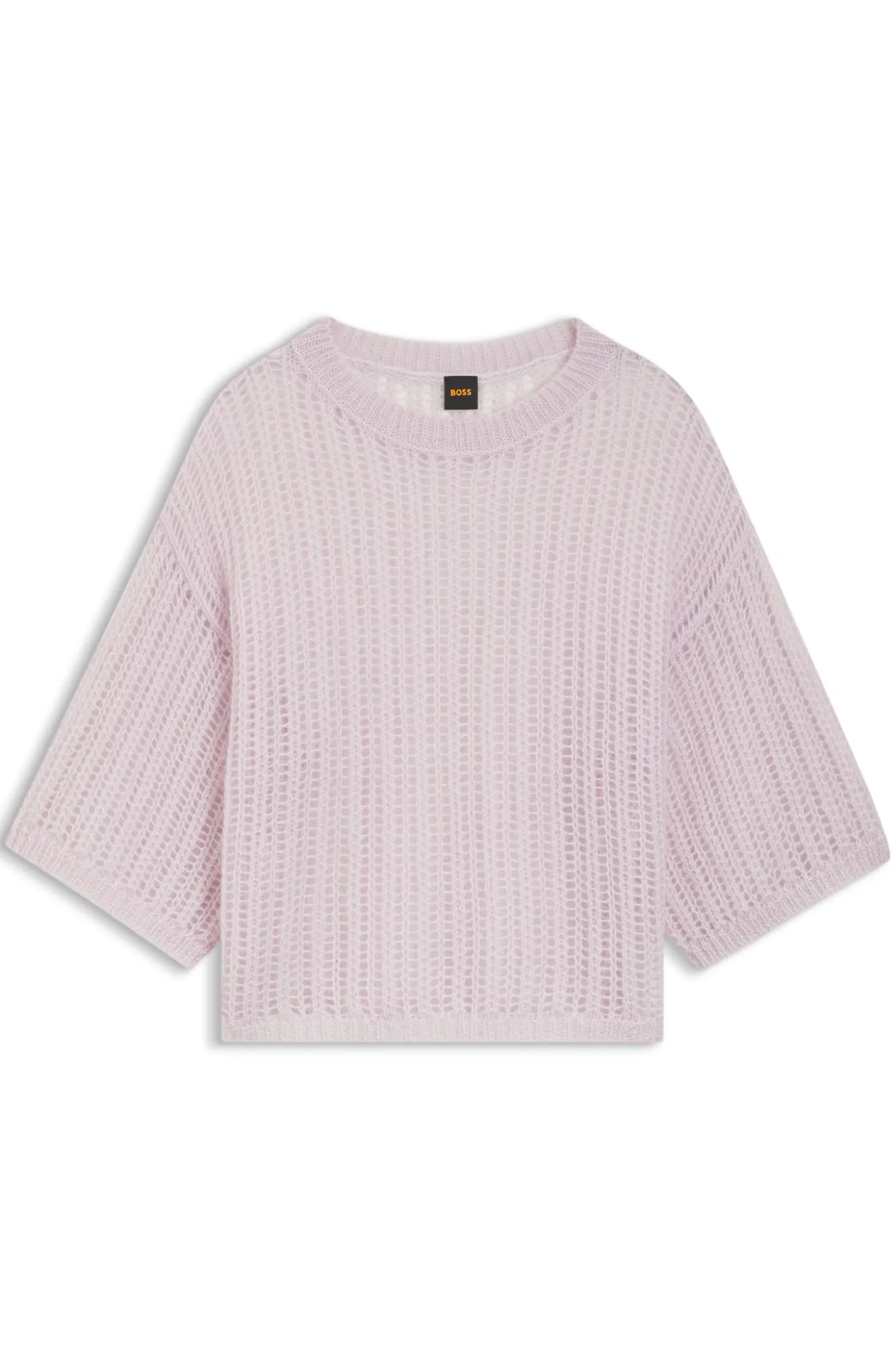 Strickpullover aus Woll-Mix mit Lochmuster