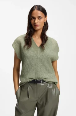 Stricktop aus Alpaka-Mix mit V-Ausschnitt