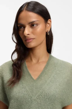 Stricktop aus Alpaka-Mix mit V-Ausschnitt