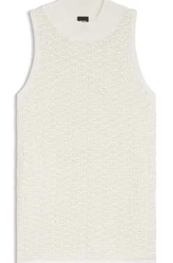 Stricktop aus Baumwolle mit feiner Spitzenstruktur