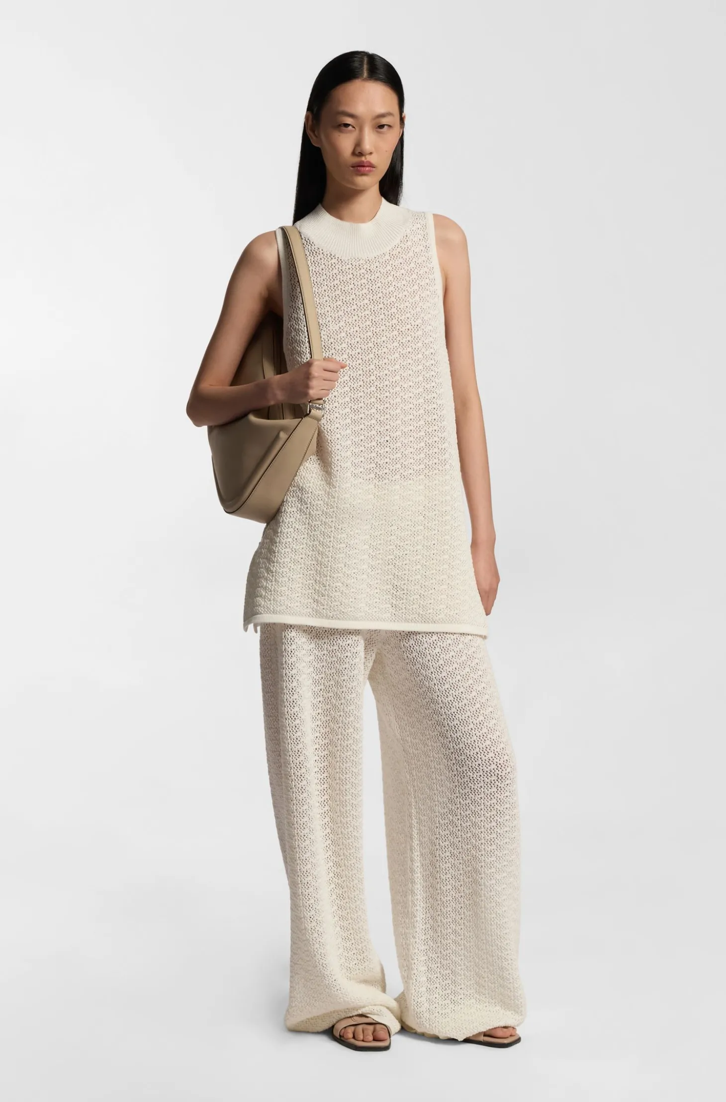 Stricktop aus Baumwolle mit feiner Spitzenstruktur