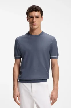 Strick-T-Shirt aus Baumwoll-Mix mit Querstreifen