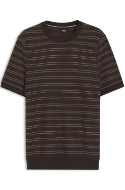 Strick-T-Shirt aus Baumwoll-Mix mit Querstreifen
