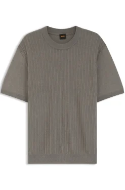 Strick-T-Shirt aus Leinen-Baumwoll-Mix