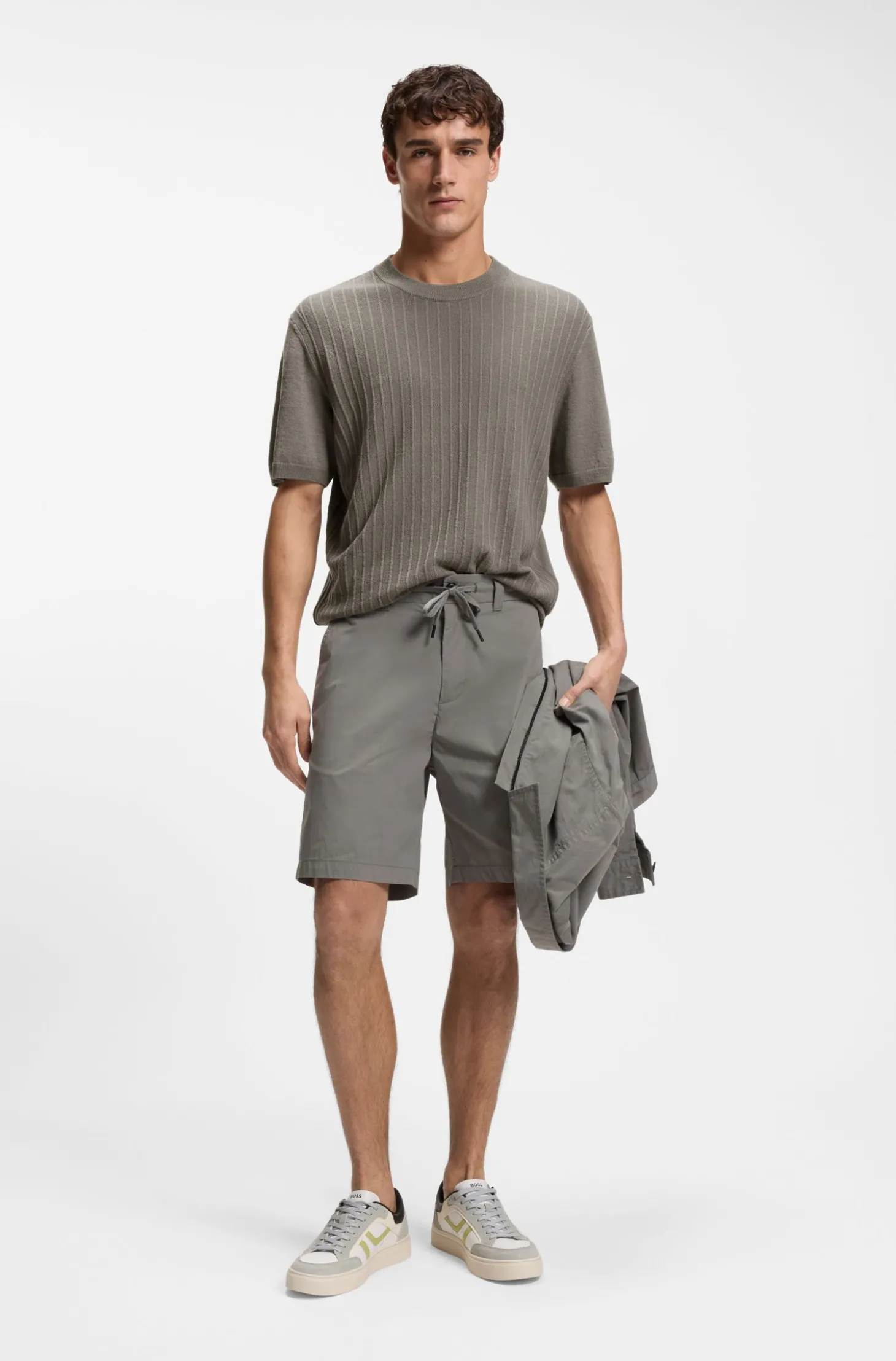 Strick-T-Shirt aus Leinen-Baumwoll-Mix