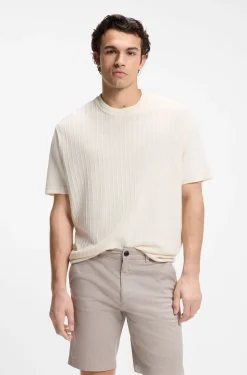 Strick-T-Shirt aus Leinen-Baumwoll-Mix