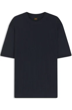 Strick-T-Shirt aus Leinen-Baumwoll-Mix