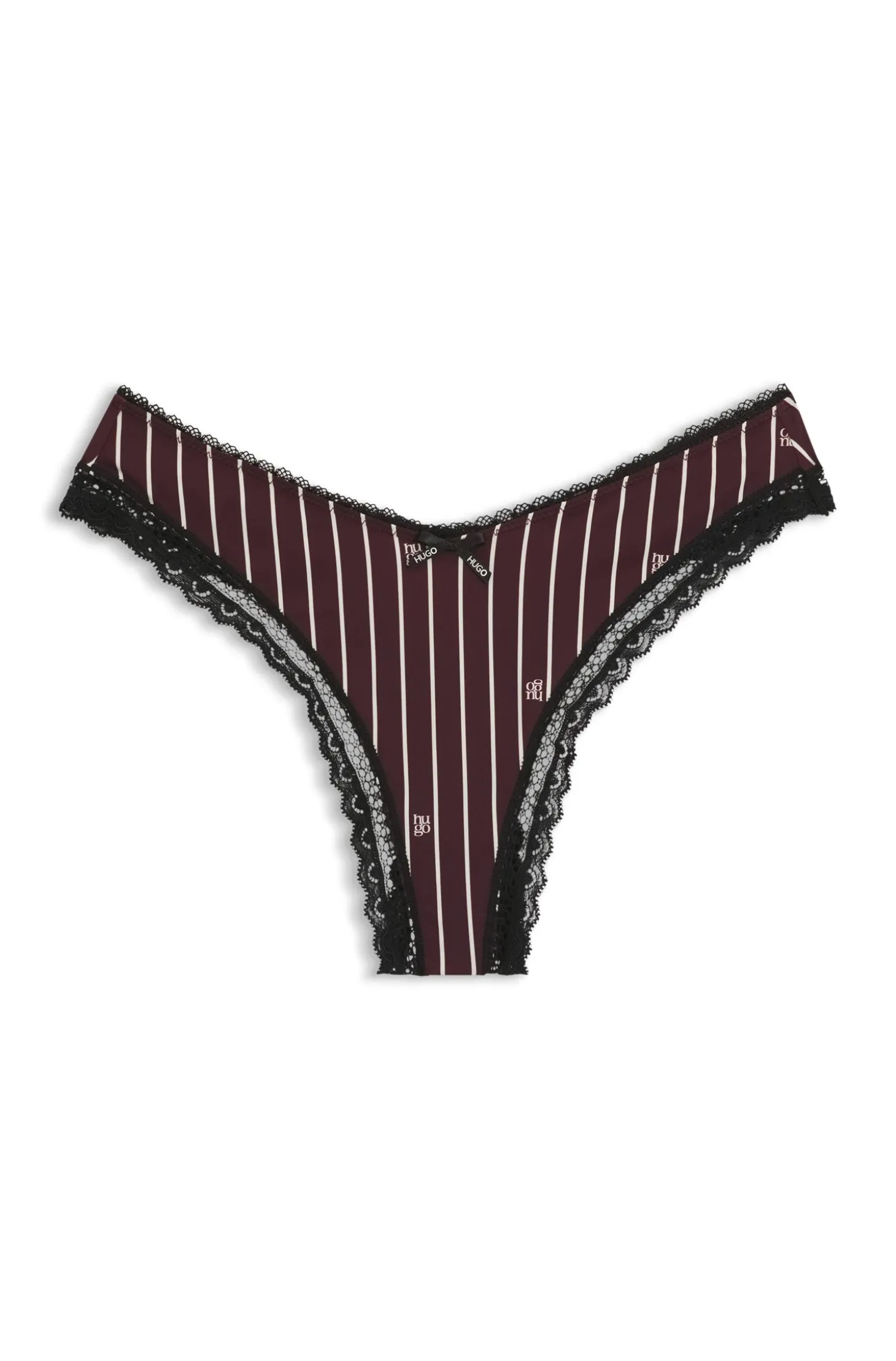 String aus elastischer Mikrofaser mit Spitzenbesatz