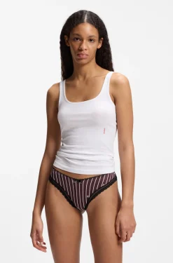 String aus elastischer Mikrofaser mit Spitzenbesatz