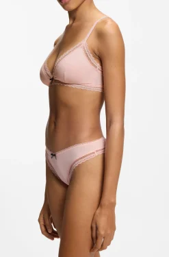 String aus elastischer Mikrofaser mit Spitzenbesatz