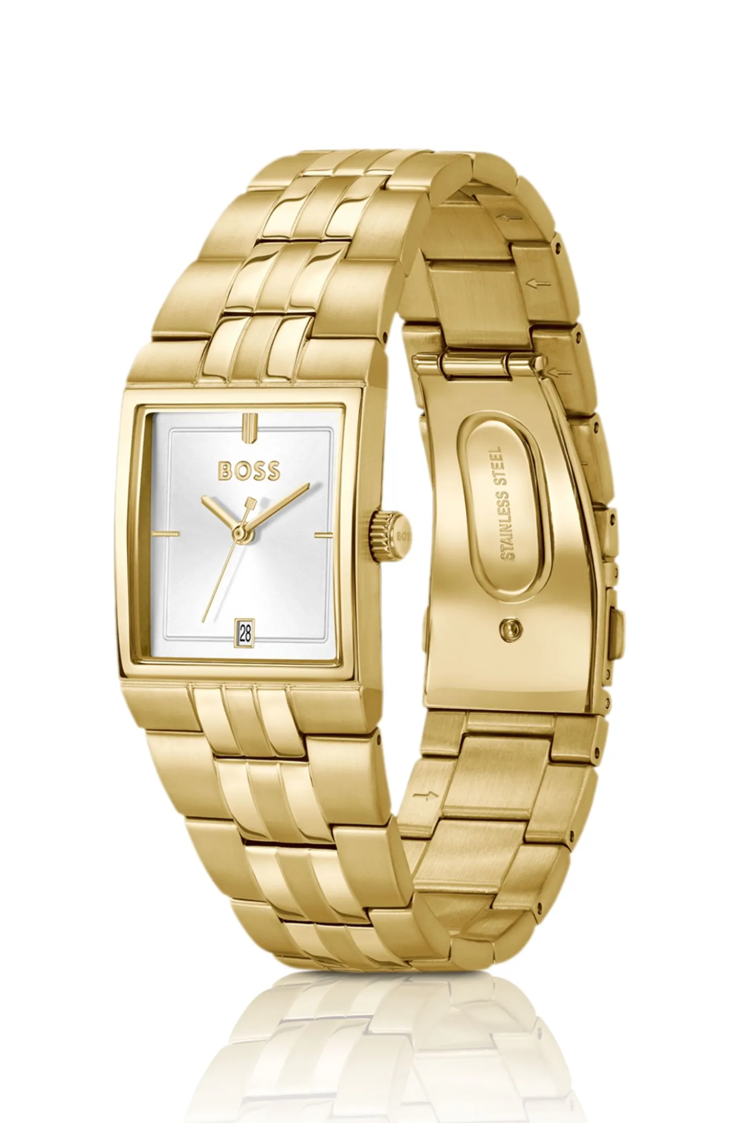 Strivo goldfarbene Uhr mit Streifen-Detail