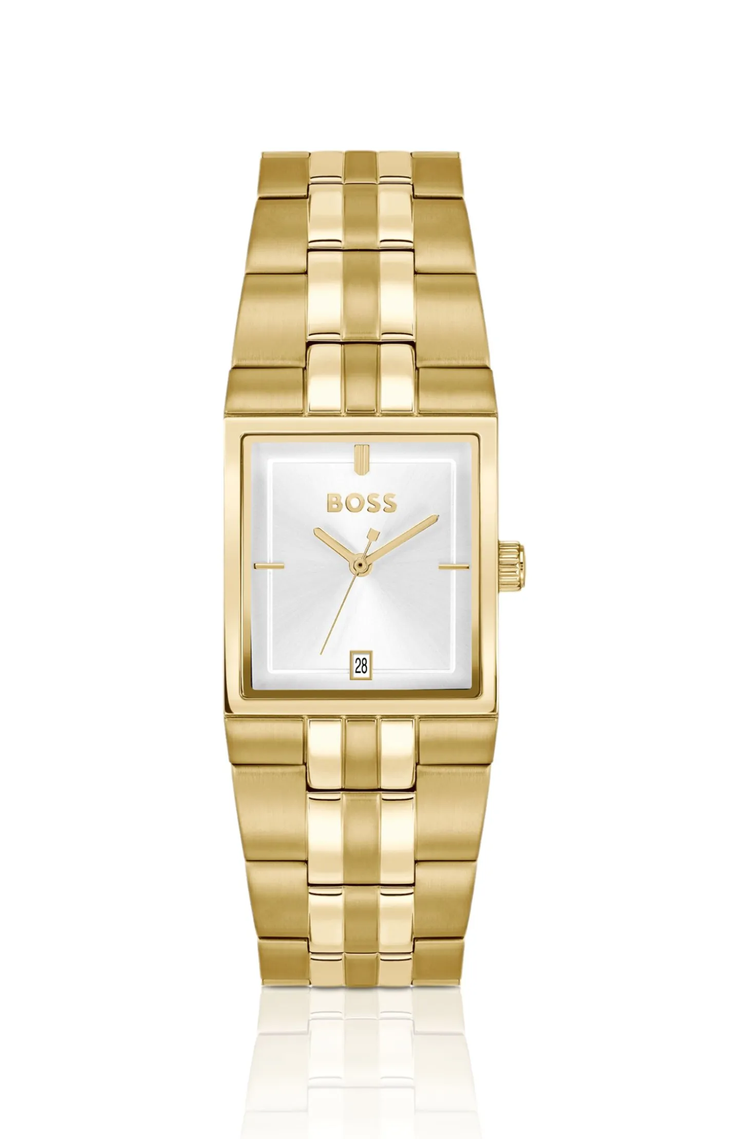Strivo goldfarbene Uhr mit Streifen-Detail