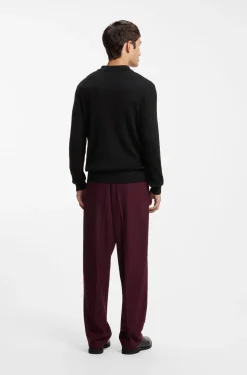 Strukturierter Polo-Pullover aus Woll-Mix