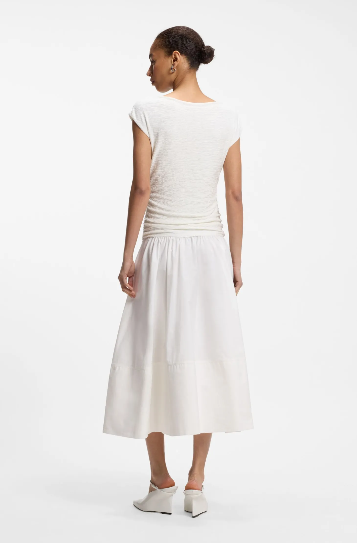 Strukturiertes Jersey-Kleid mit Popeline-Rock