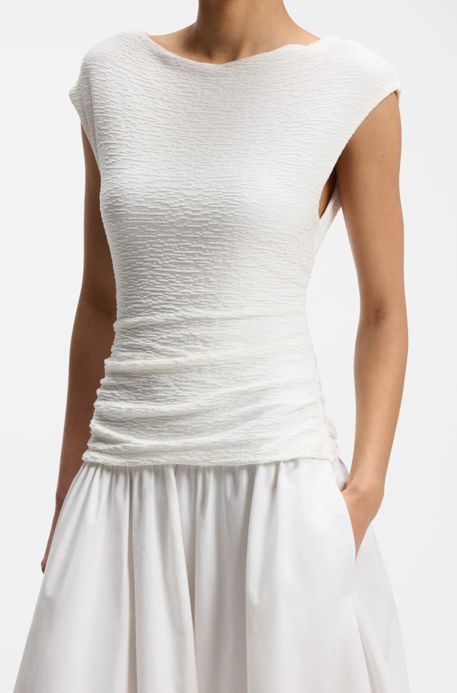Strukturiertes Jersey-Kleid mit Popeline-Rock