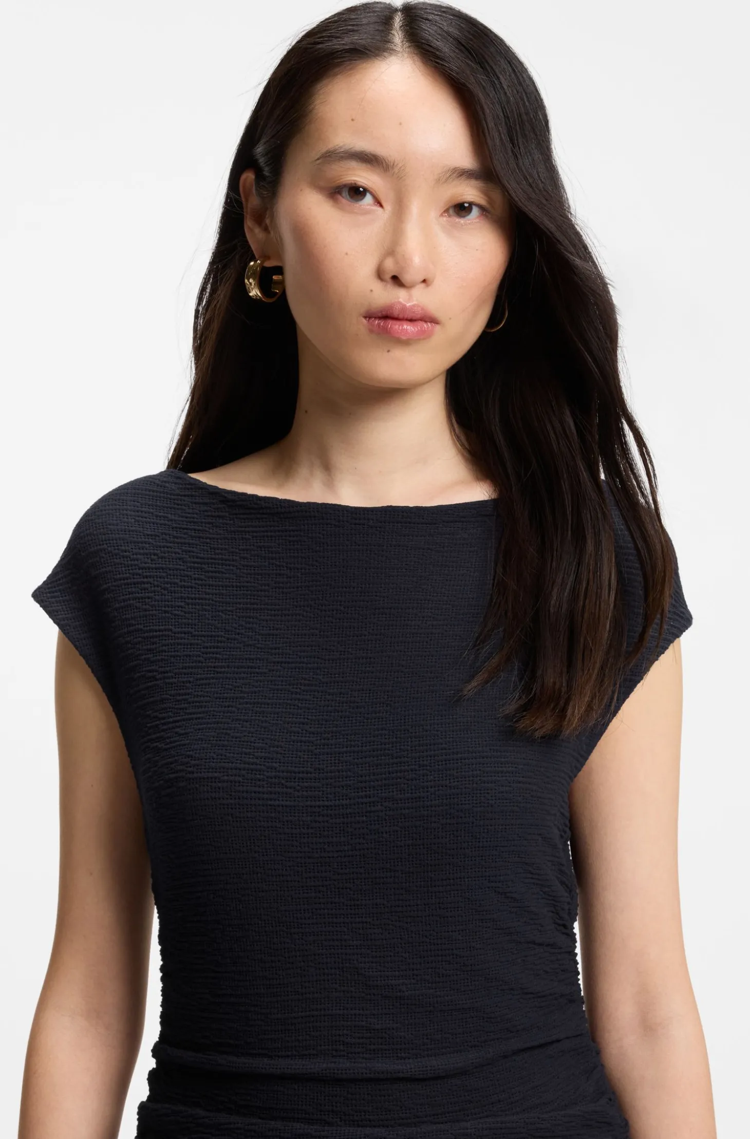 Strukturiertes Jersey-Kleid mit Popeline-Rock