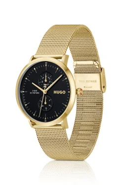 Style goldfarbene Uhr mit schwarzem Zifferblatt