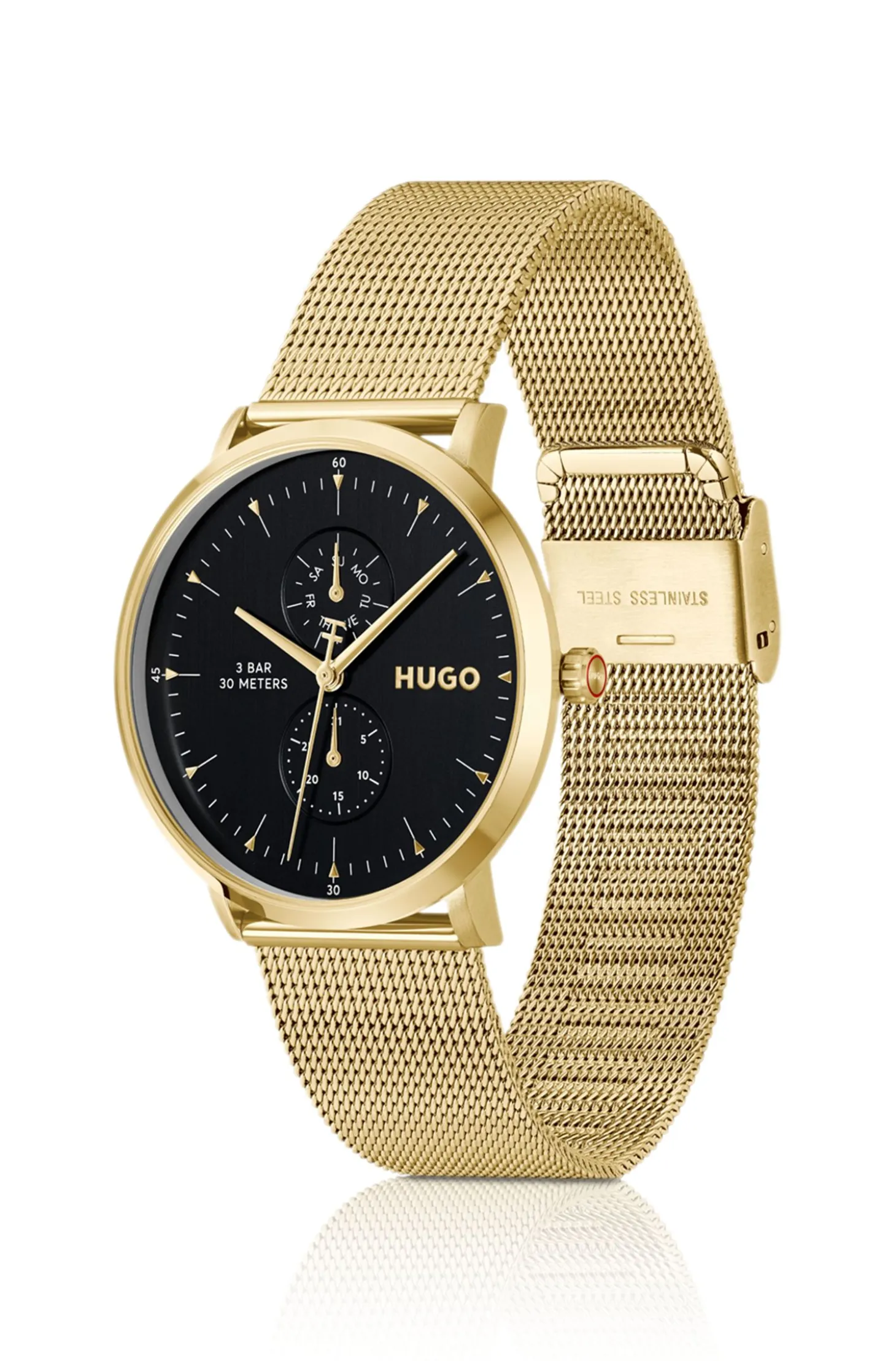 Style goldfarbene Uhr mit schwarzem Zifferblatt