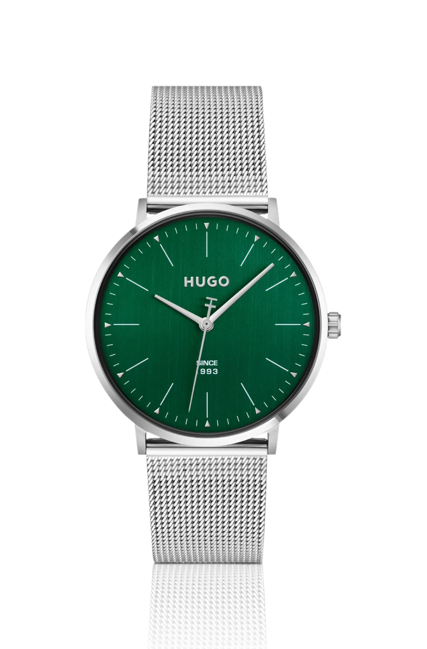 #Style 3H Uhr mit Mesh-Armband und grünem Zifferblatt