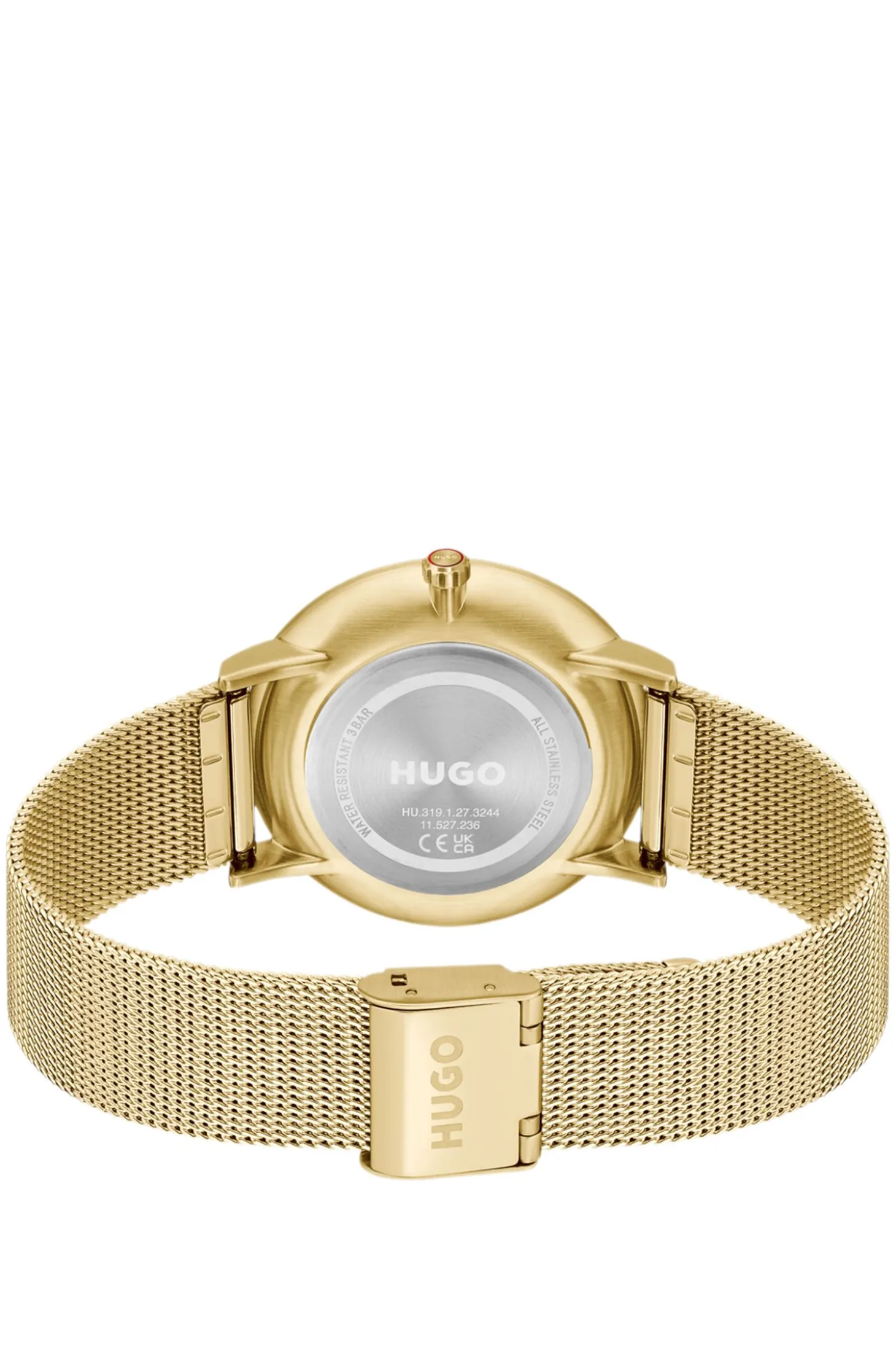 #Style 3-Zeiger-Uhr mit Mesh-Armband und blauem Zifferblatt