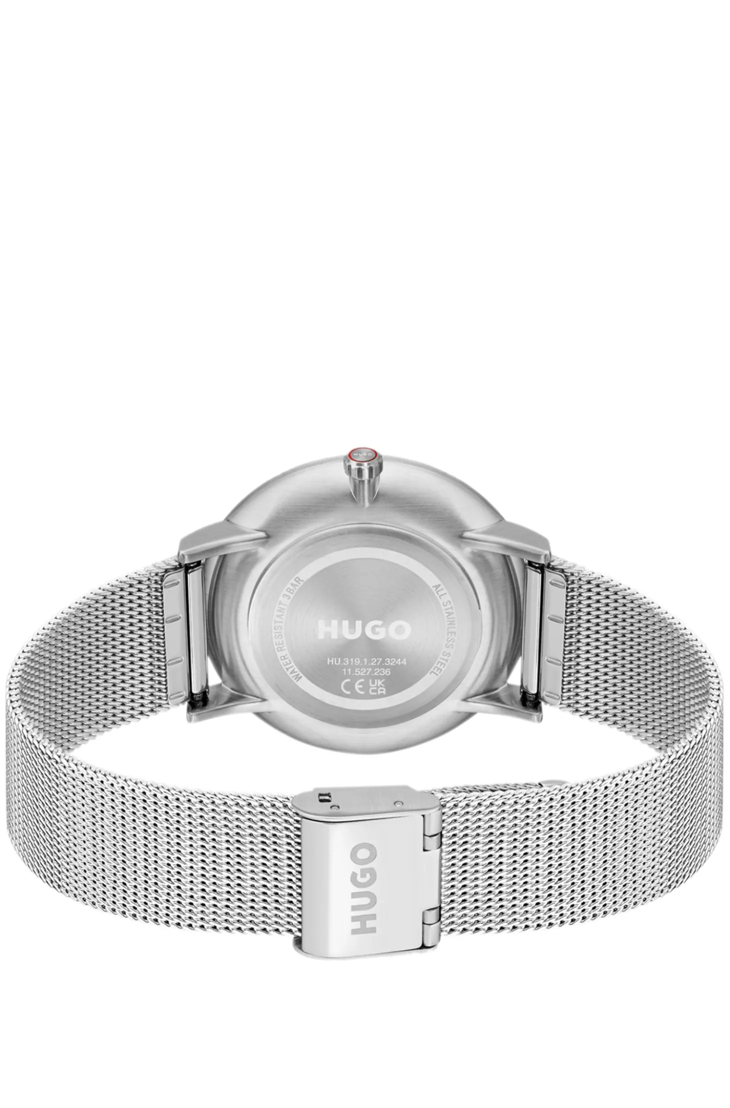 #Style 3-Zeiger-Uhr mit schwarzem Zifferblatt und Mesh-Armband