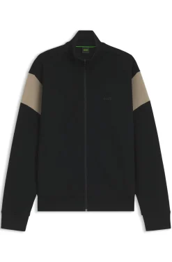 Sweatjacke aus Baumwoll-Mix mit Reißverschluss und kontrastierenden Einsätzen