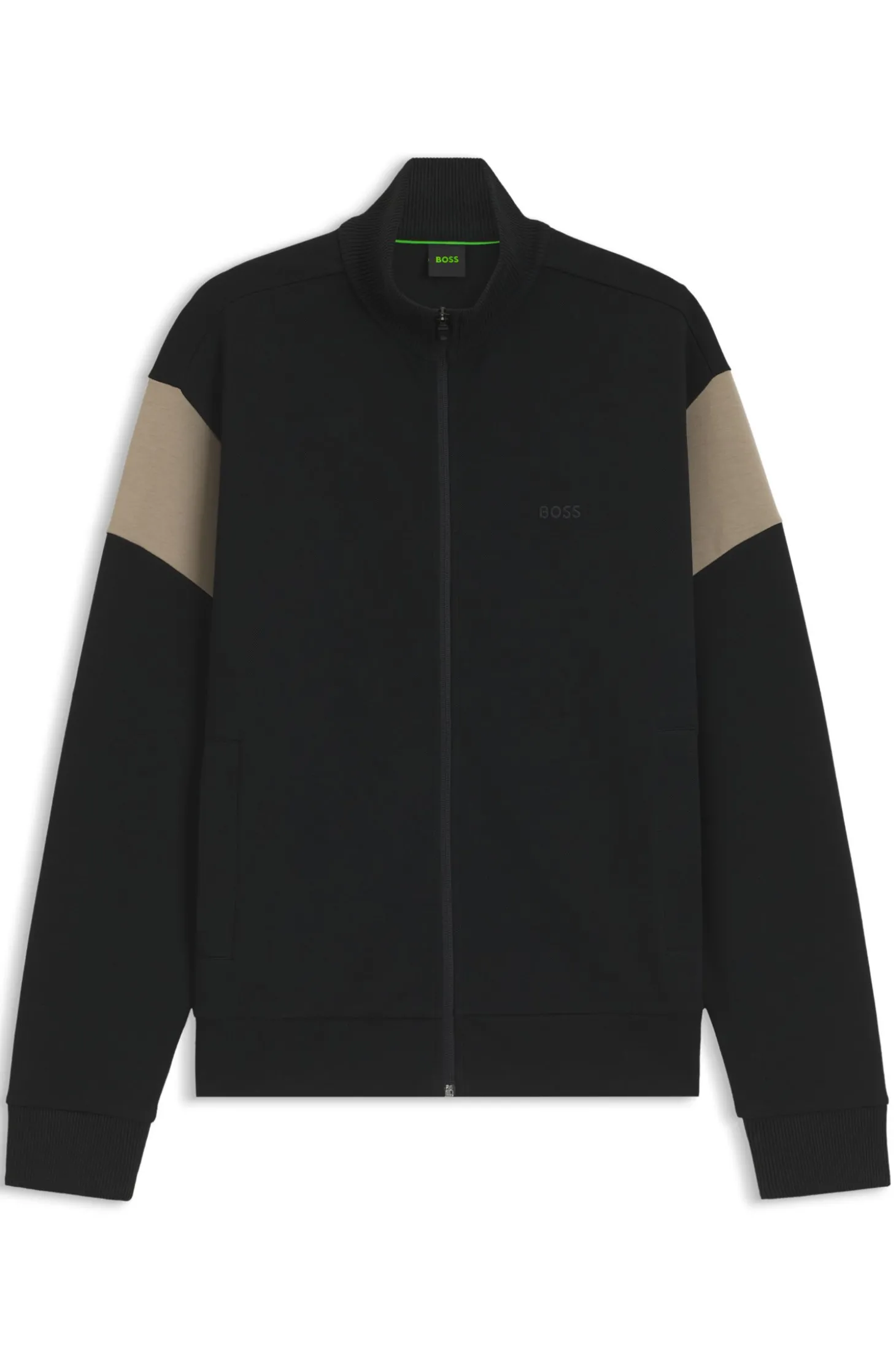 Sweatjacke aus Baumwoll-Mix mit Reißverschluss und kontrastierenden Einsätzen