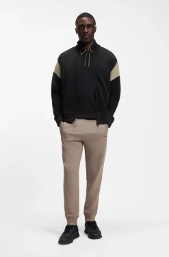 Sweatjacke aus Baumwoll-Mix mit Reißverschluss und kontrastierenden Einsätzen