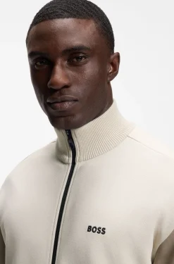 Sweatjacke aus Baumwoll-Mix mit Reißverschluss und kontrastierenden Einsätzen