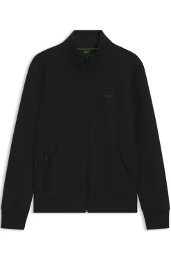 Sweatjacke aus Stretch-Baumwolle mit Reißverschluss und Logo-Print