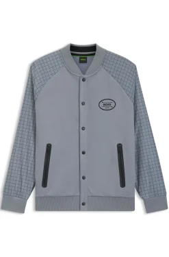 Sweatjacke mit Karo-Print und Knopfleiste