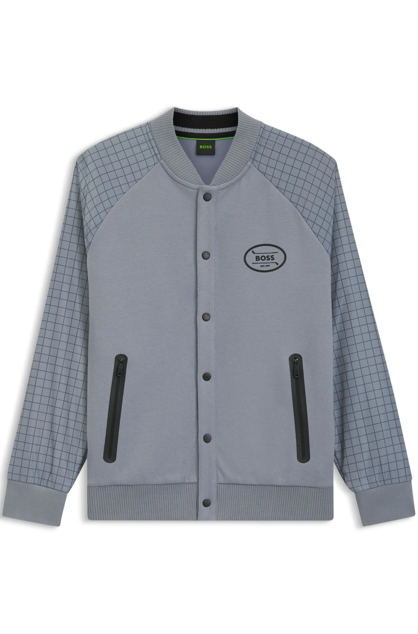 Sweatjacke mit Karo-Print und Knopfleiste